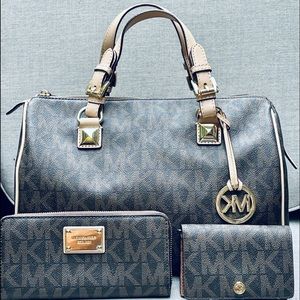 Michael Kors large brown Grayson & 2 wallets